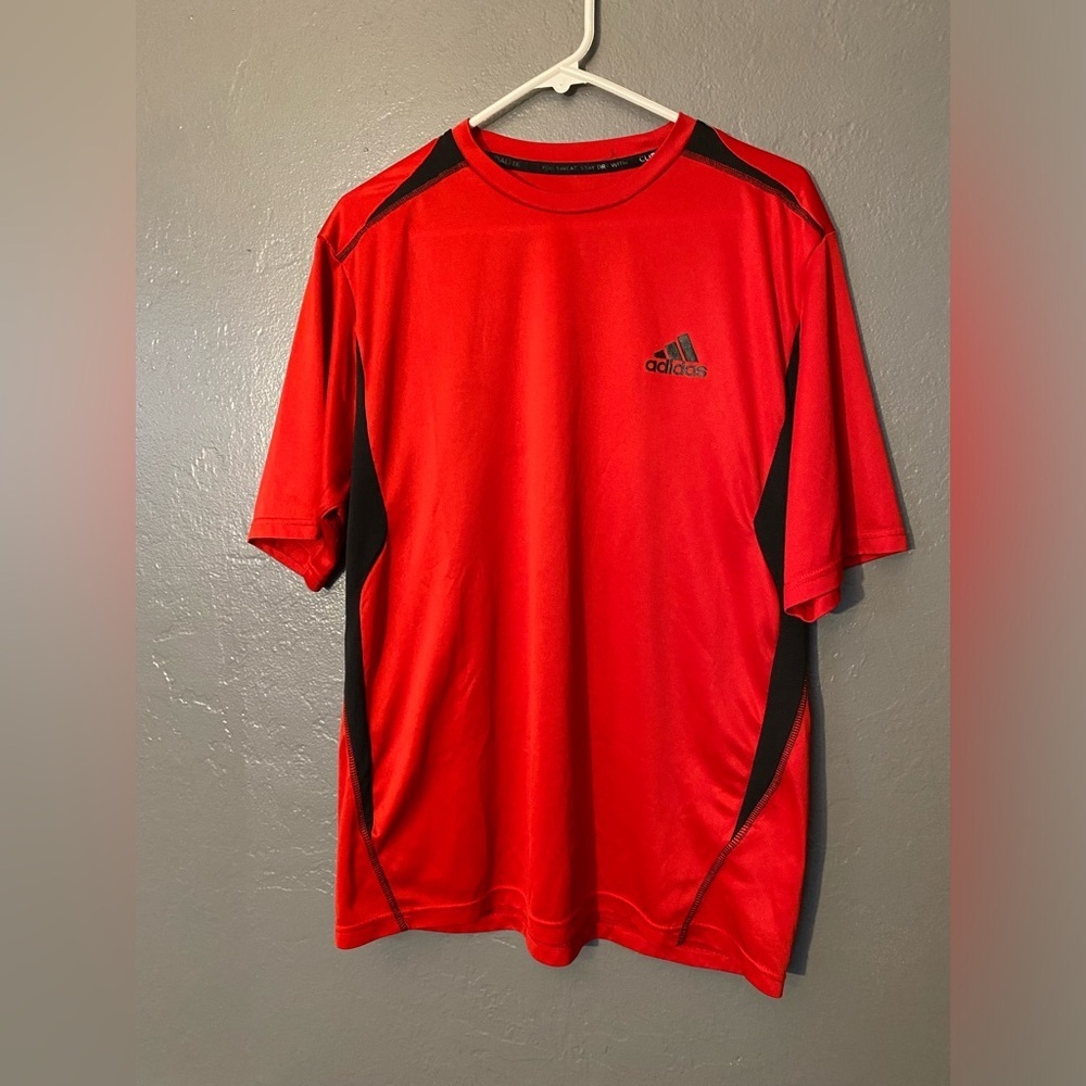 Adidas Shirt Mens Large Red Lightweight Casual Athletic Outdoors‎ Logo